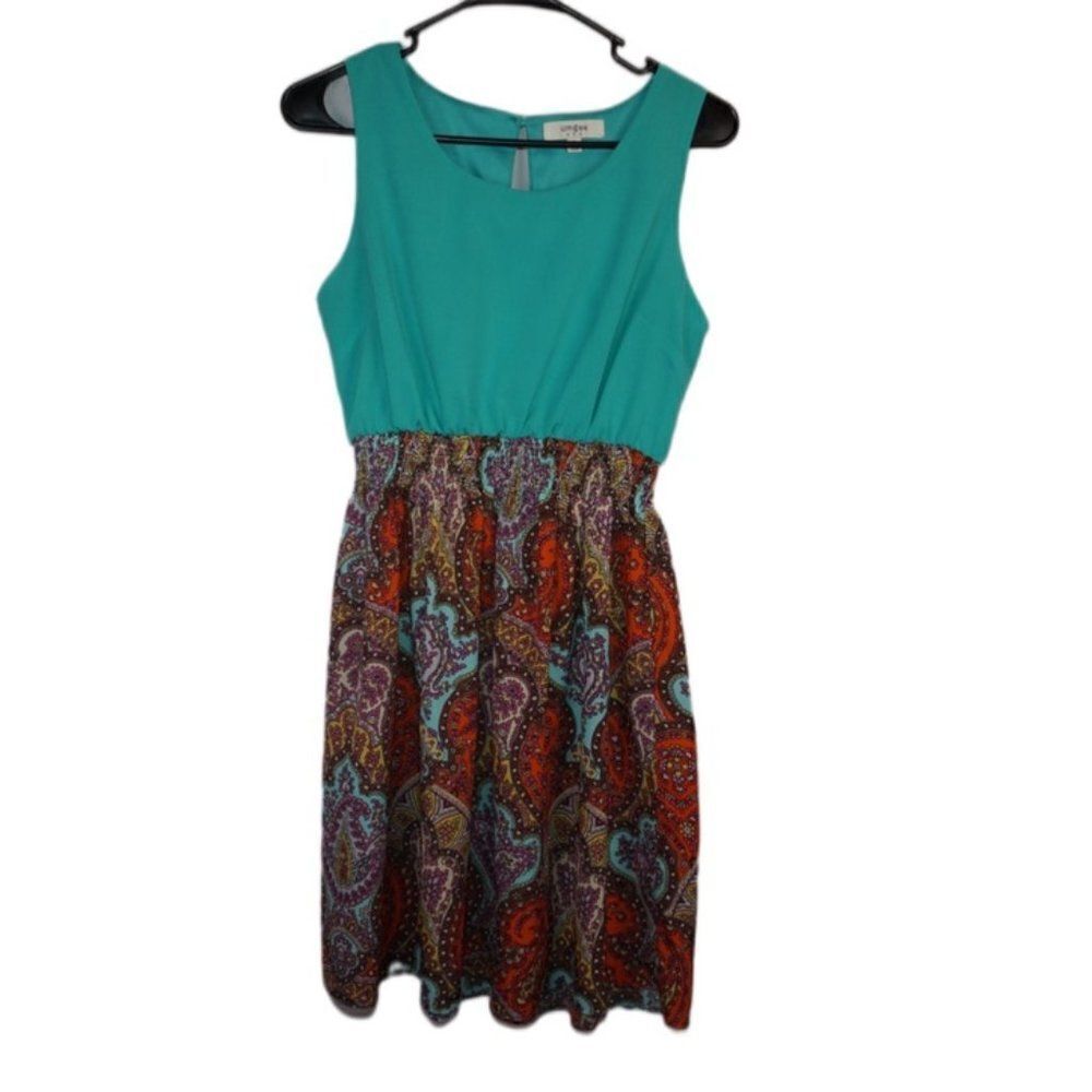 Umgee Sleeveless Cinched Waist Midi Dress, Small